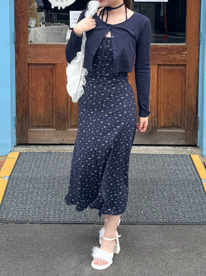 【Official限定価格】小花柄ロングキャミワンピース×カーディガンセット