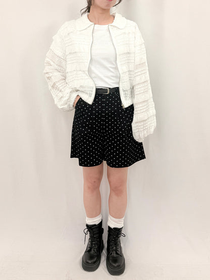 【Official限定価格】ベルト付きドットデニムハーフパンツ