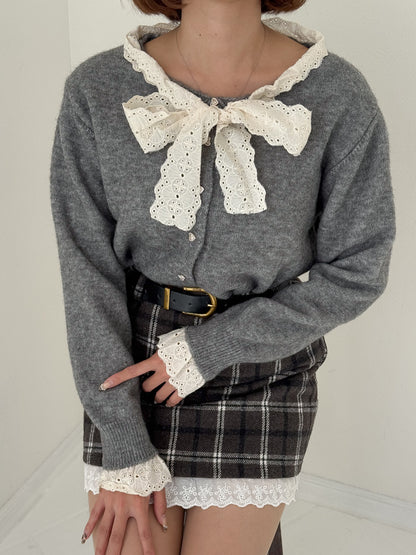 【Official限定価格】ボウタイハートボタンニット