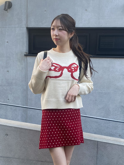 【Official限定価格】ドットニット台形スカート