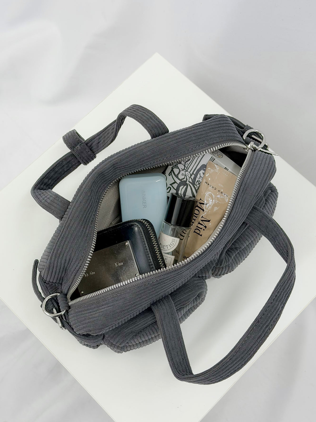コーデュロイミニボストンバッグ
