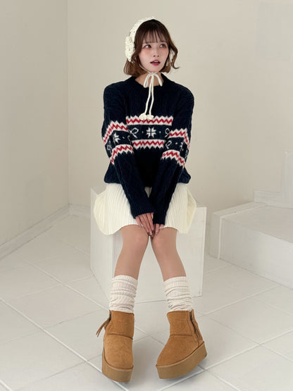 【Official限定価格】モチーフ柄ジャガードニット