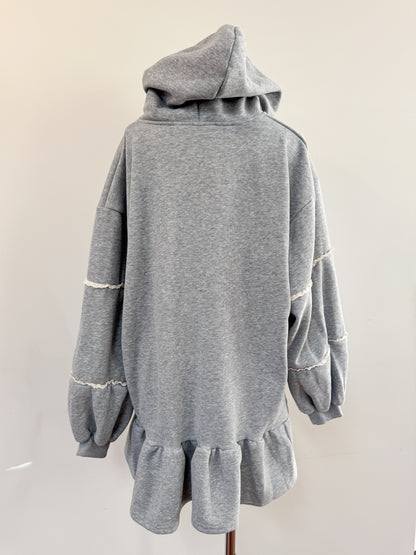 【Official限定価格】裏起毛フリルスエットパーカーワンピ