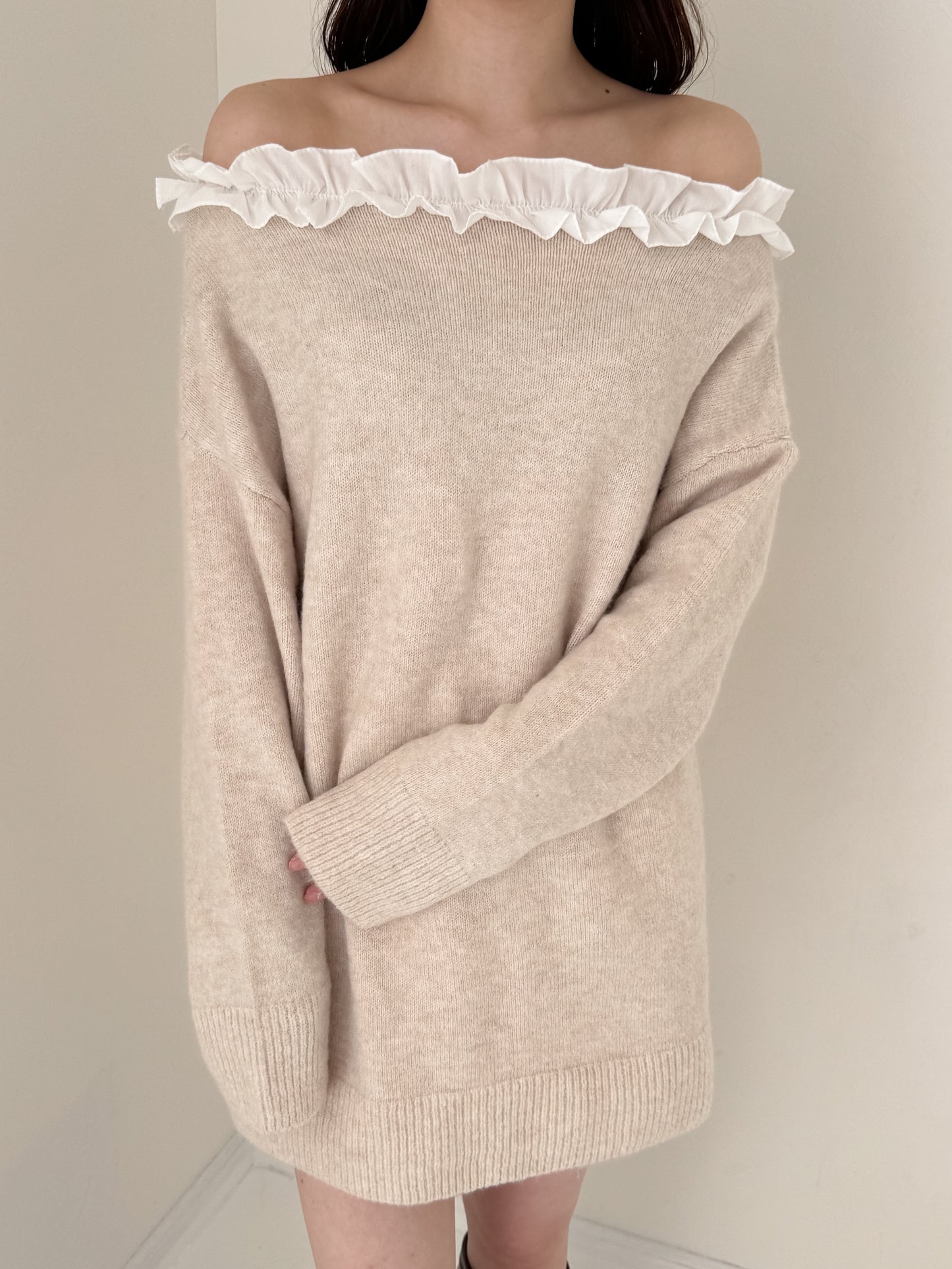 【Official限定価格】フリルニットミニワンピース