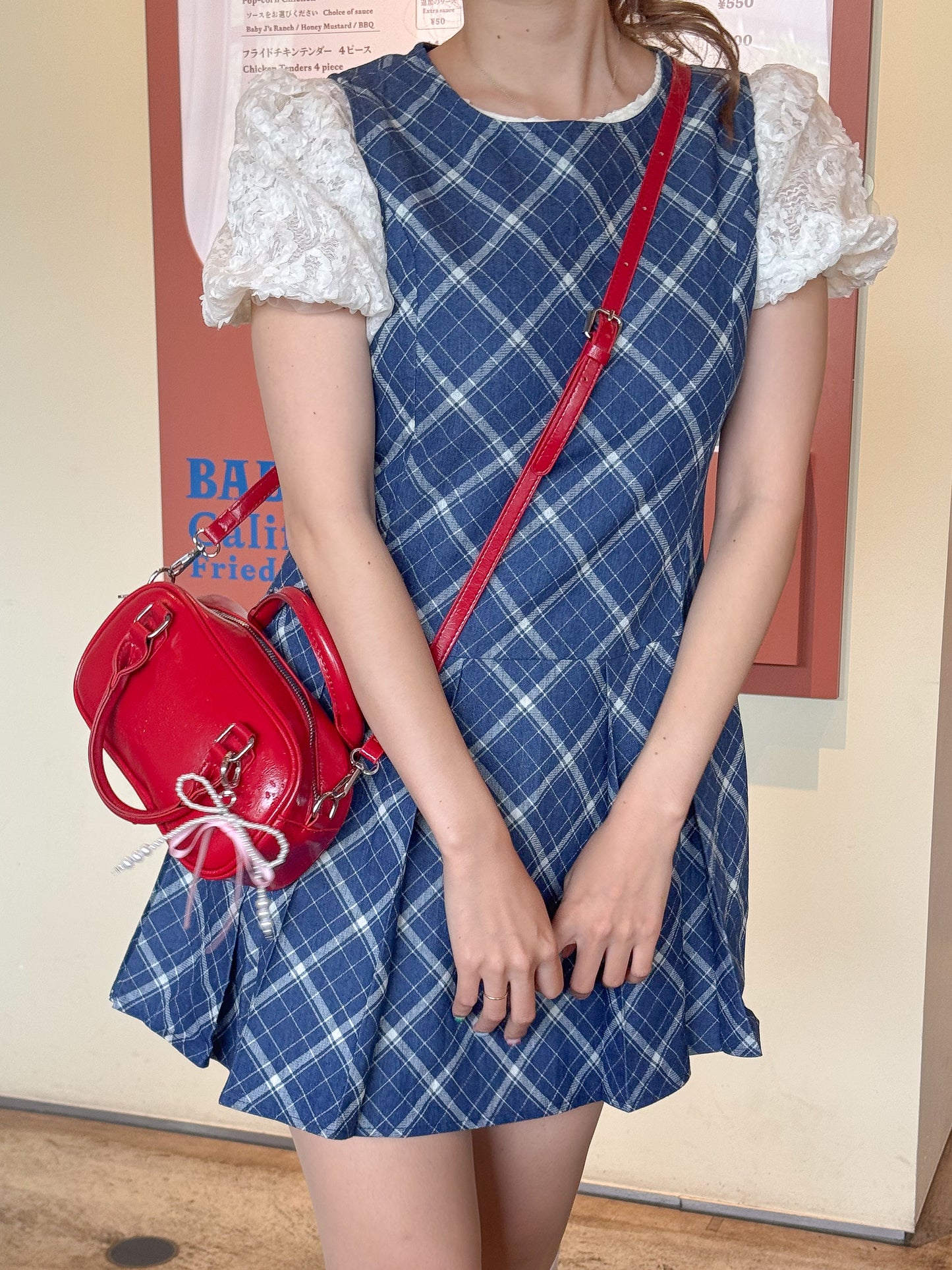 【5月9日(金)20:00販売開始】シュシュ付きチェックワンピース