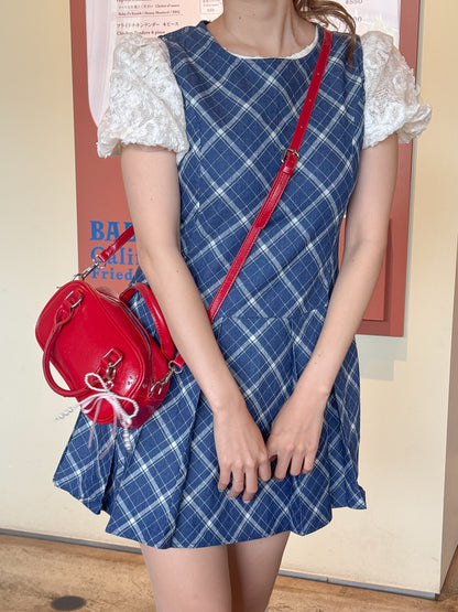 【5月9日(金)20:00販売開始】シュシュ付きチェックワンピース