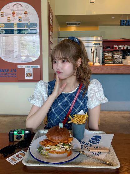 【5月9日(金)20:00販売開始】シュシュ付きチェックワンピース
