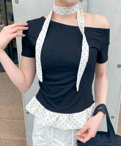ドットタイチョーカー付きTシャツ
