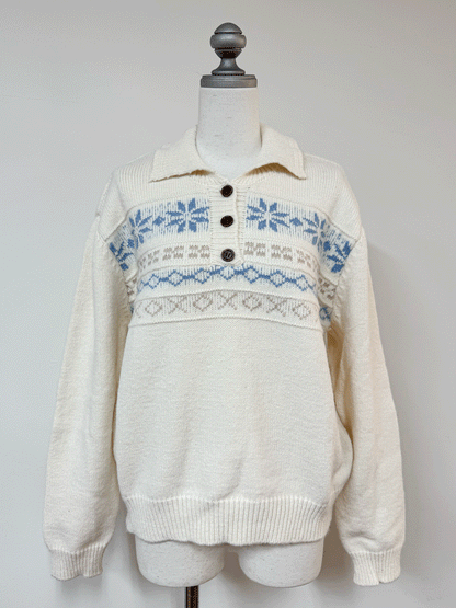 ノルディックオーバーサイズニットポロ