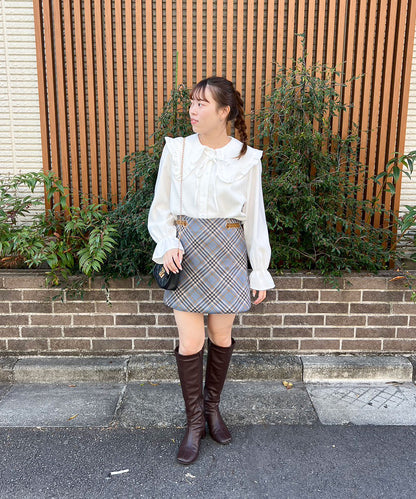 チェック台形スカート