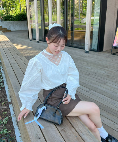 【Official限定販売】レースドッキングコットンブラウス