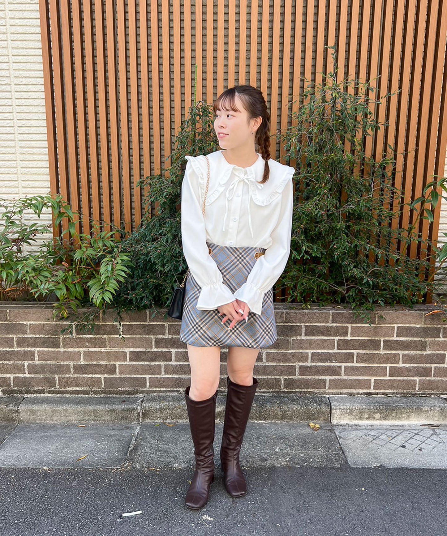 チェック台形スカート