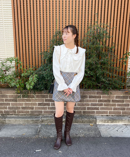 チェック台形スカート