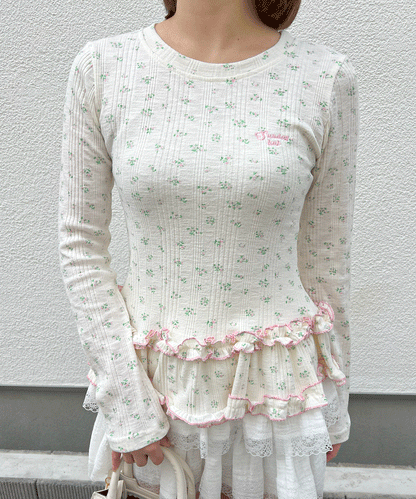 【Official限定】裾フリル小花柄ロンT