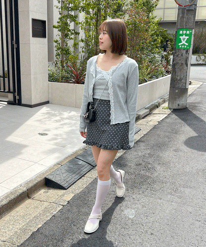 裾フリルドット台形ミニスカート