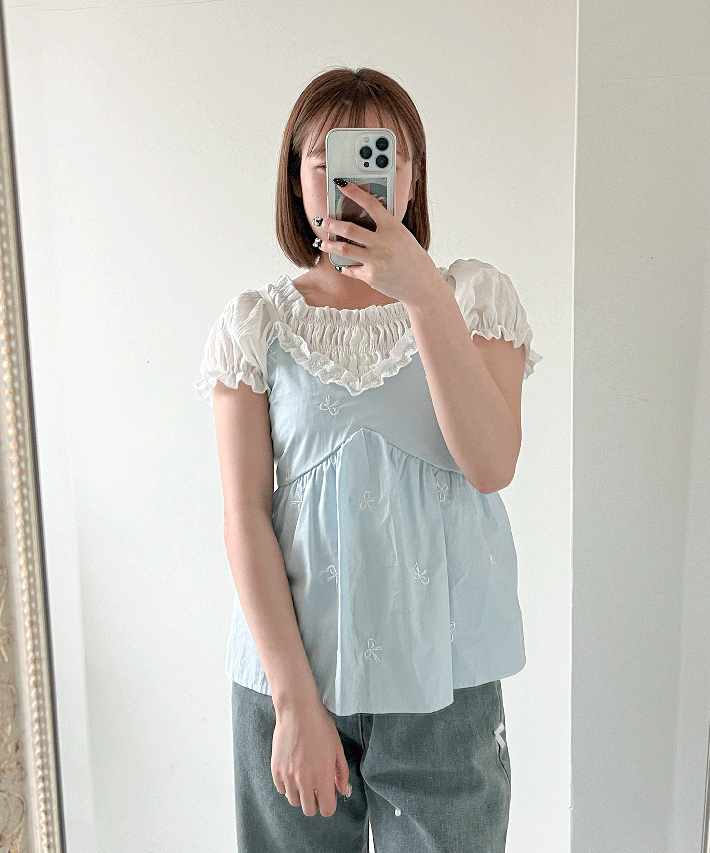 リボン刺繡キャミソール