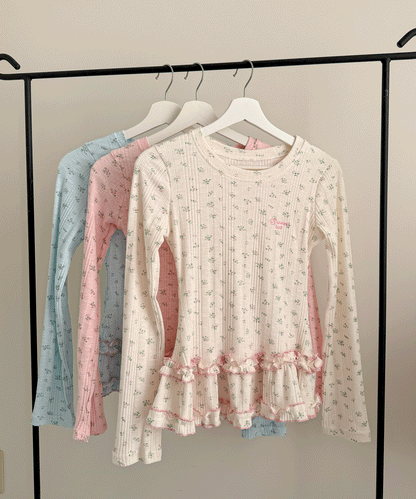 【Official限定】裾フリル小花柄ロンT