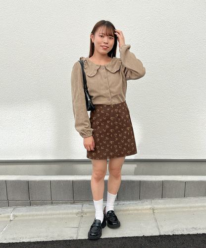【Official限定】小花柄コーデュロイミニスカート