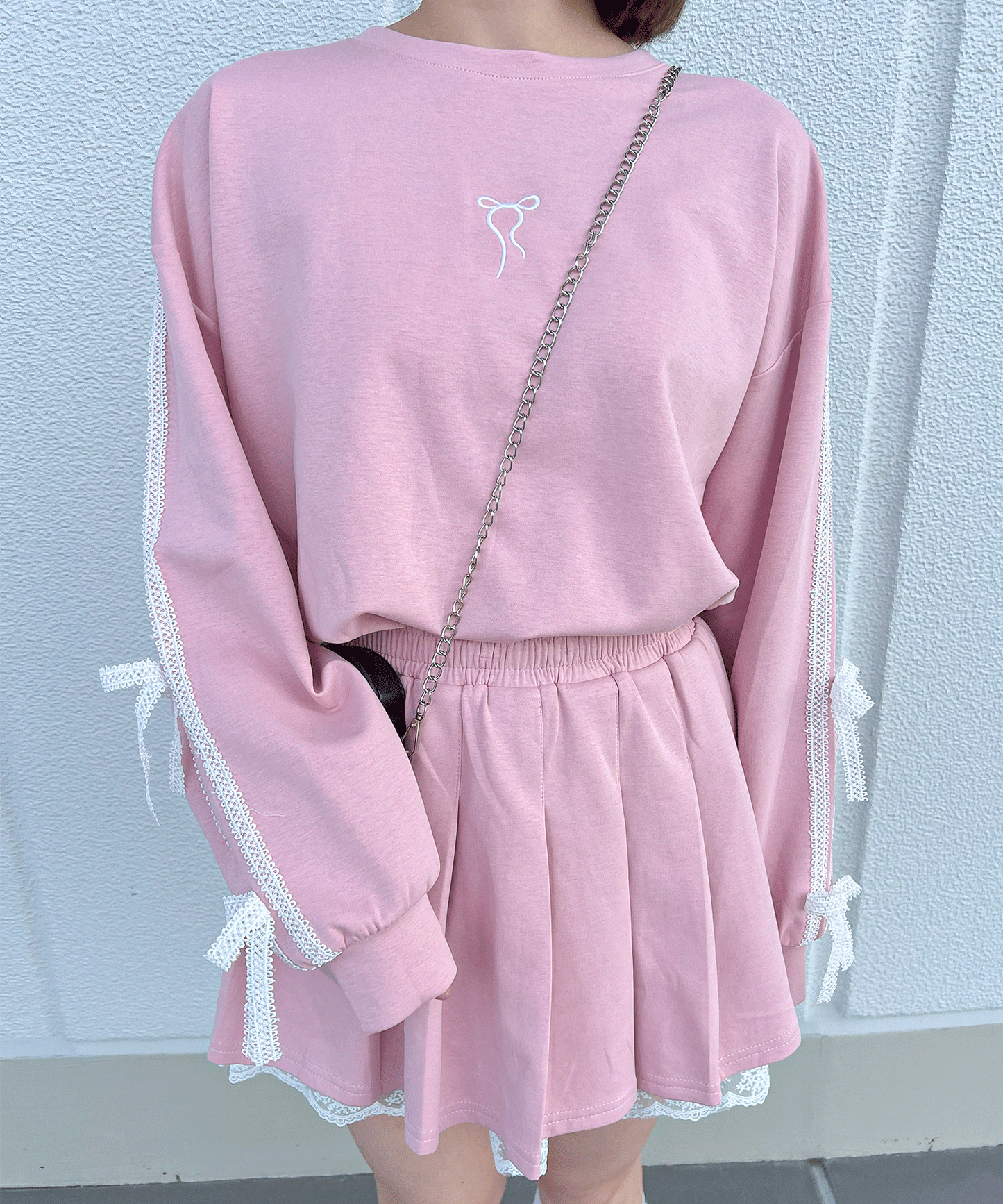 【Official限定】ワンポイントリボン刺繡スエットセットアップ