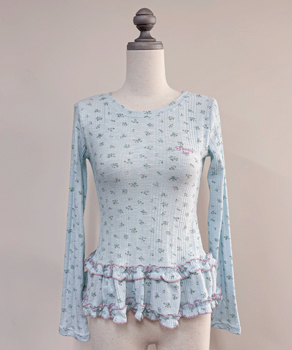 【Official限定】裾フリル小花柄ロンT