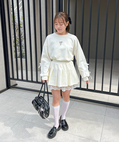 【Official限定】ワンポイントリボン刺繡スエットセットアップ