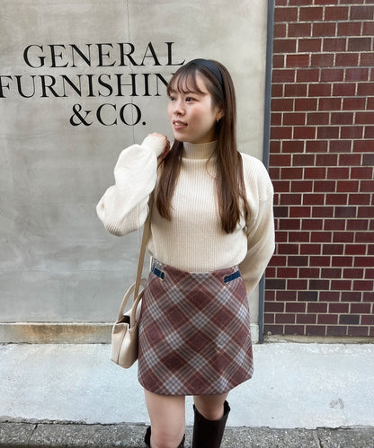 チェック台形スカート