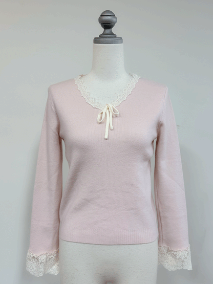 【Official限定価格】レースVネックニット