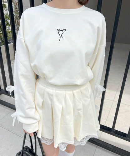 【Official限定】ワンポイントリボン刺繡スエットセットアップ