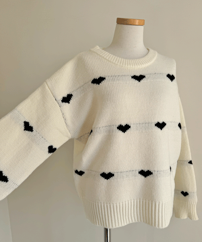 【Official限定価格】ハートジャガードニット