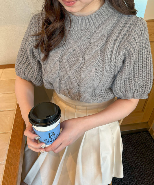 ケーブル半袖ニット