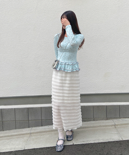 【Official限定】裾フリル小花柄ロンT