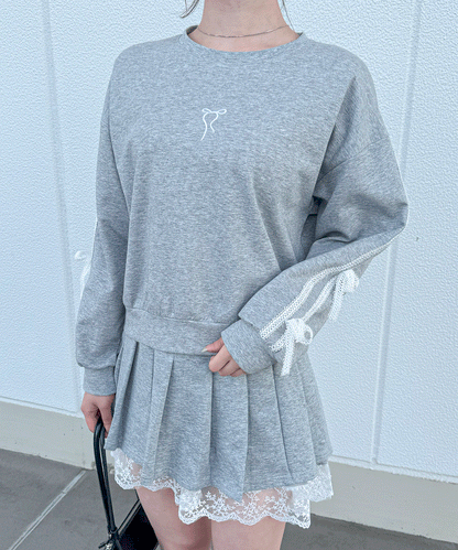 【Official限定】ワンポイントリボン刺繡スエットセットアップ