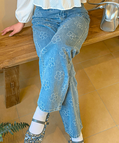 【Official限定価格】デイジー柄デニムパンツ