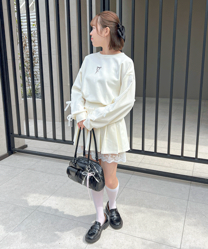 【Official限定】ワンポイントリボン刺繡スエットセットアップ
