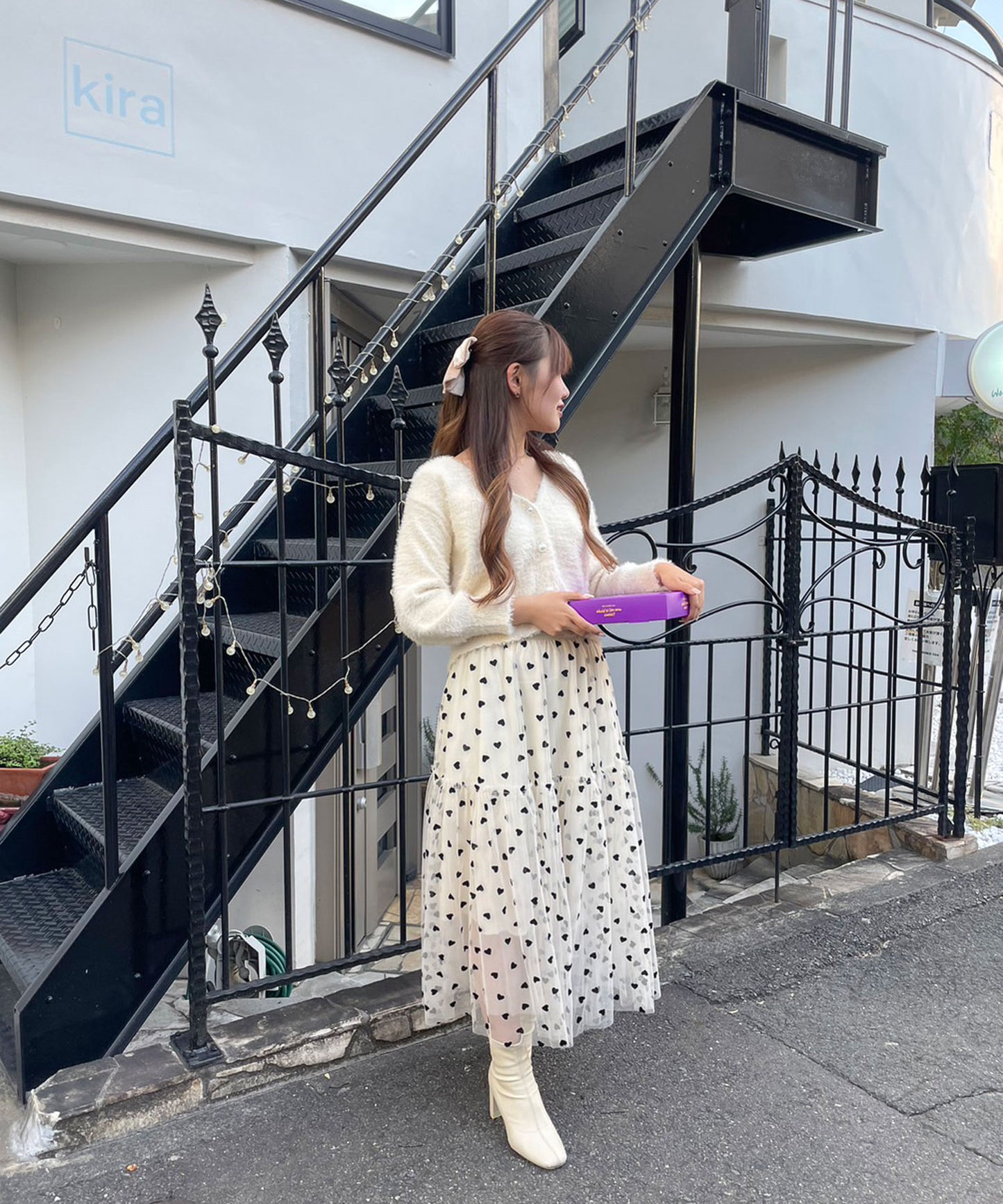 【Official 限定販売商品】ハートフロッキー刺繡チュールスカート