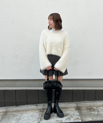 ベルト付きタックショートパンツ