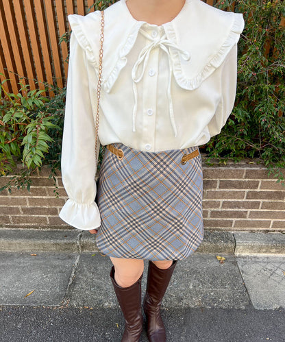 チェック台形スカート