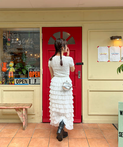 【Official限定販売】Vネック小花柄半袖ニット