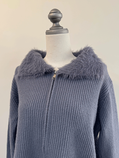 【Official限定価格】ジップ付きシャギードッキングニット