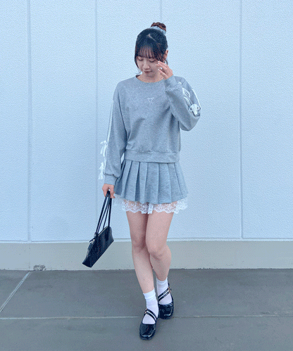 【Official限定】ワンポイントリボン刺繡スエットセットアップ