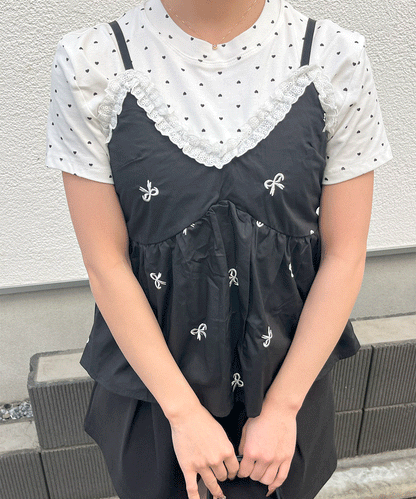 リボン刺繡キャミソール