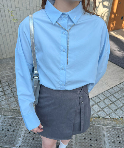 ワンポイント刺繡シャツ