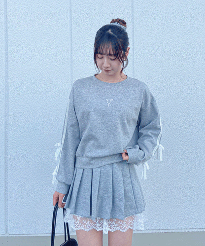 【Official限定】ワンポイントリボン刺繡スエットセットアップ