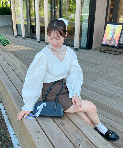 【Official限定販売】レースドッキングコットンブラウス