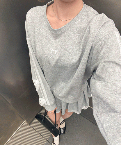 【Official限定】ワンポイントリボン刺繡スエットセットアップ