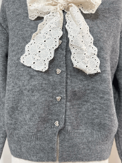 【Official限定価格】ボウタイハートボタンニット