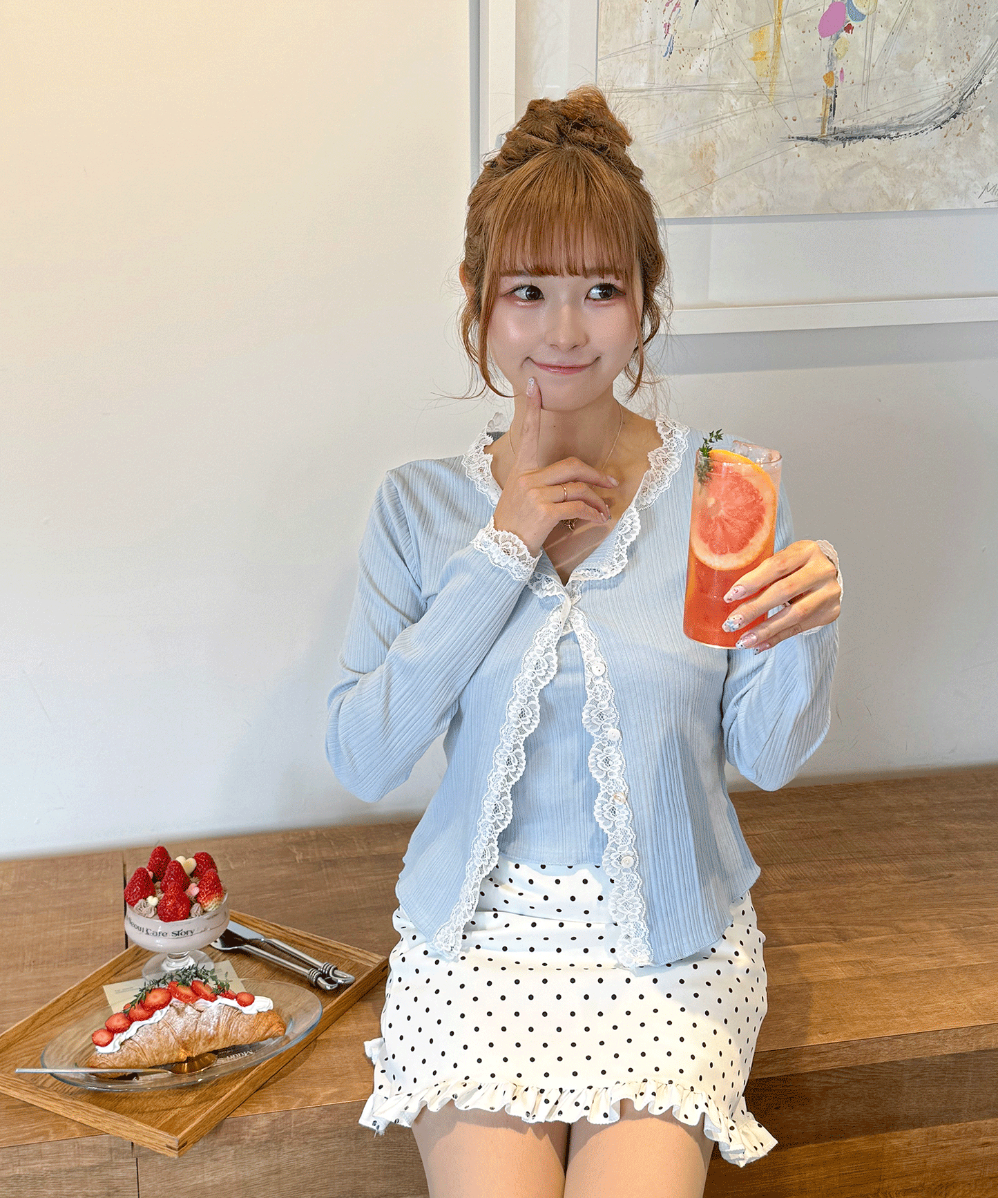 キャミソール付きリブアンサンブルカーディガン
