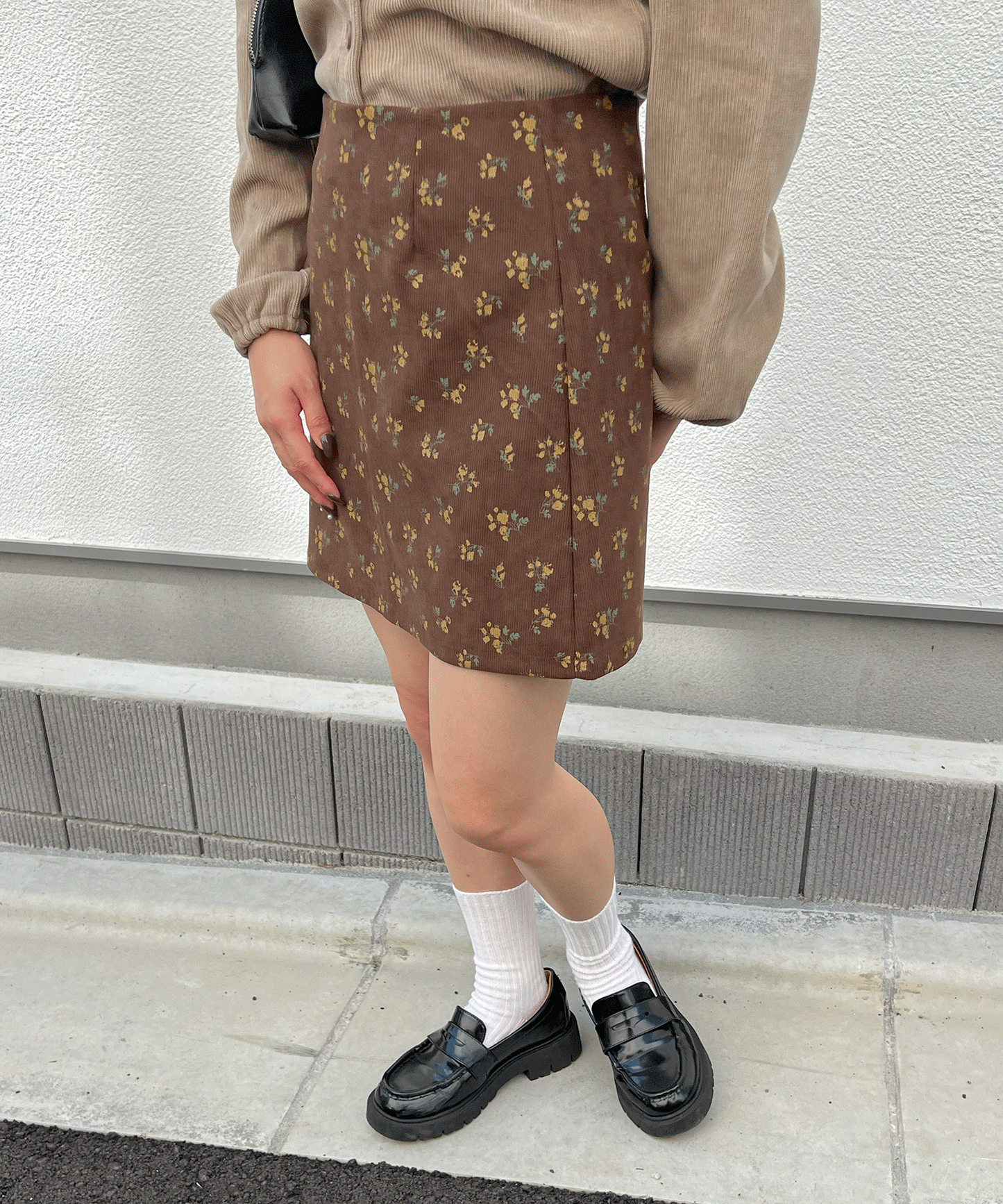 【Official限定】小花柄コーデュロイミニスカート