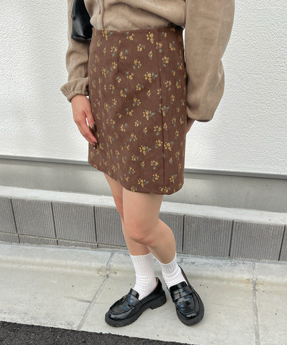 【Official限定】小花柄コーデュロイミニスカート