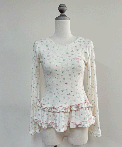【Official限定】裾フリル小花柄ロンT